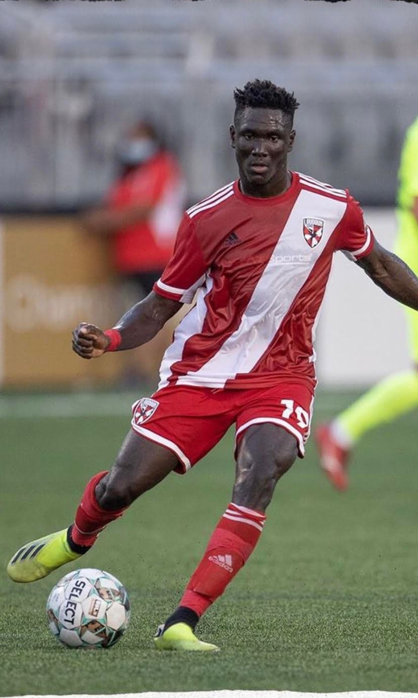 Houssou Landry in match action for Loudoun United