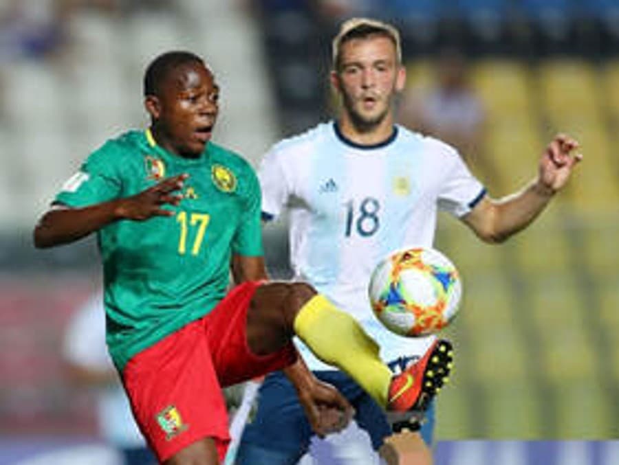 Samuel Nongoh in match action for Cameroon